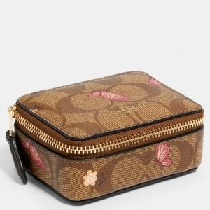 NWT COACH Triple Pill Box Signature Butterfly Case